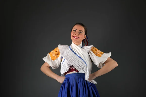 Slovak Folklore Traditional Costume Slovakian Girl — Stock Photo, Image
