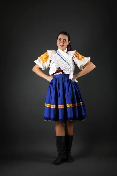 Slovak Folklor Geleneksel Kostüm Slovakça Kız — Stok fotoğraf