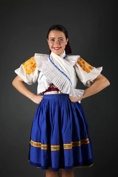 Slovak Folklor Geleneksel Kostüm Slovakça Kız — Stok fotoğraf