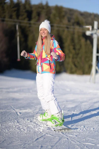 Snowboarder Slopes Sunny Morning — Stock Photo, Image