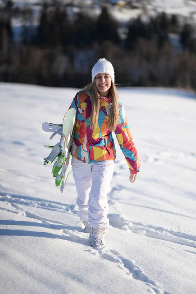 Snowboarder Slopes Sunny Morning — Stock Photo, Image