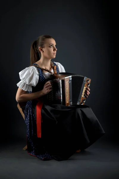 Young Beautiful Slovak Woman Traditional Costume — Stock Photo, Image