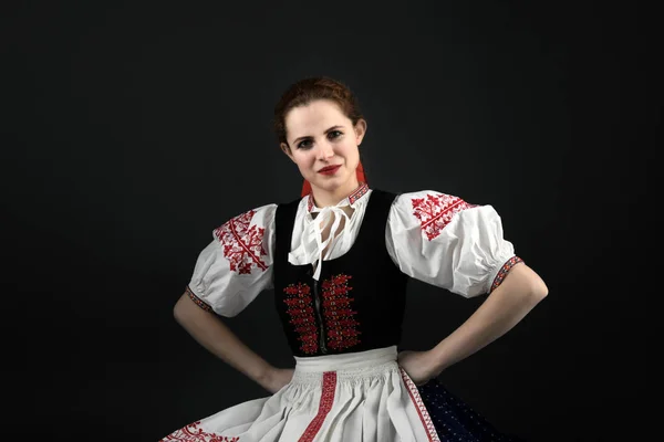 Geleneksel Elbiseli Güzel Slovak Kadın Slovakça Folklor — Stok fotoğraf