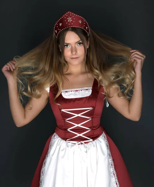 Porträt Einer Jungen Schönen Blonden Frau Studio — Stockfoto