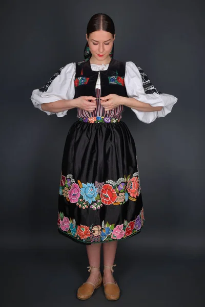 Slowakische Folklore Slowakisches Folklore Mädchen Studioporträt — Stockfoto