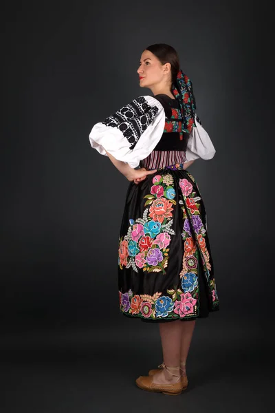 Slovak Folklore Slovakian Folklore Girl Studio Portrait — Stock Photo, Image
