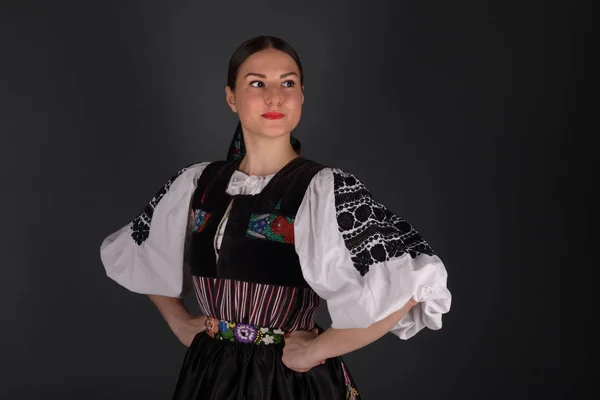 Slovak Folklore Slovakian Folklore Girl Studio Portrait — Stock Photo, Image