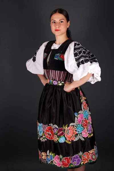 Folklore Slovaque Fille Folklorique Slovaque Portrait Studio — Photo