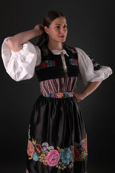 Szlovák Folklór Szlovák Folklór Lány Stúdió Portré — Stock Fotó