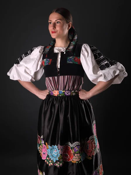 Slowaakse Folklore Slovaakse Folklore Meisje Studio Portret — Stockfoto