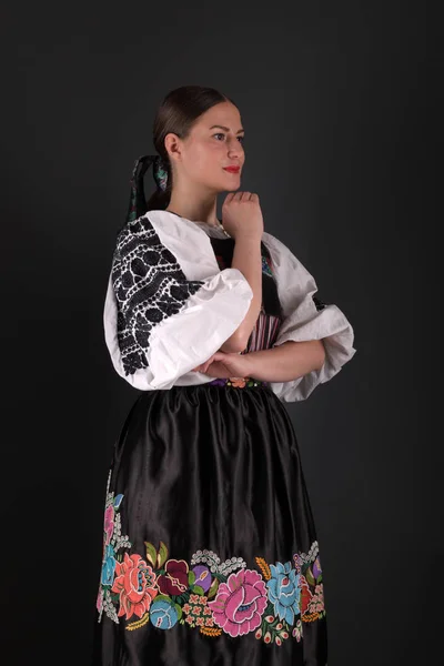 Szlovák Folklór Szlovák Folklór Lány Stúdió Portré — Stock Fotó