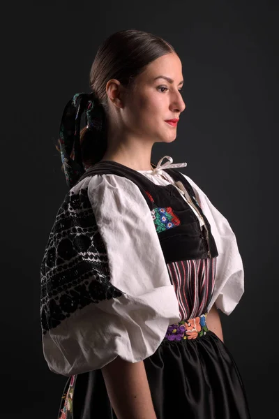 Szlovák Folklór Szlovák Folklór Lány Stúdió Portré — Stock Fotó