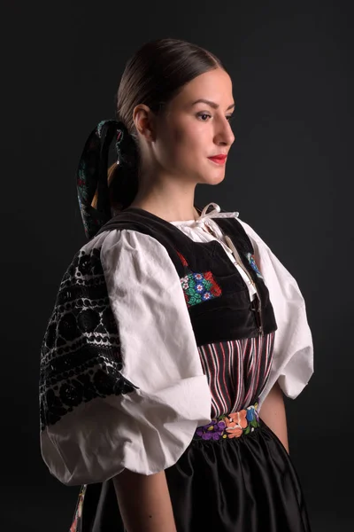 Szlovák Folklór Szlovák Folklór Lány Stúdió Portré — Stock Fotó