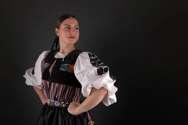 Szlovák Folklór Szlovák Folklór Lány Stúdió Portré — Stock Fotó