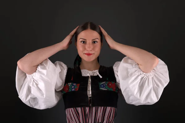 Slowakische Folklore Slowakisches Folklore Mädchen Studioporträt — Stockfoto