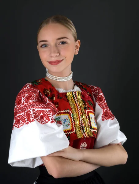 Folklor Słowacki Słowacka Dziewczyna Folkloru — Zdjęcie stockowe