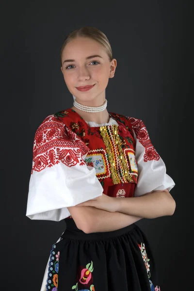 Folklor Słowacki Słowacka Dziewczyna Folkloru — Zdjęcie stockowe