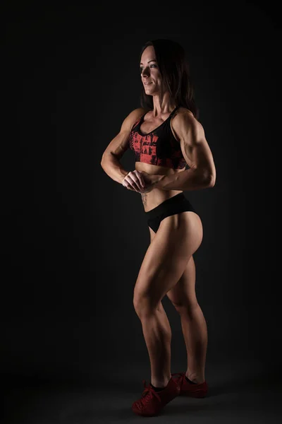 Mujer Fitness Entrenamiento Atractiva Mujer Forma Estudio — Foto de Stock
