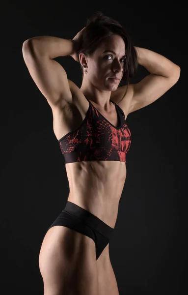 Mulher Fitness Formação Mulher Ajuste Atraente Estúdio — Fotografia de Stock
