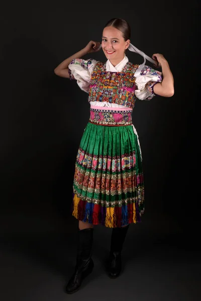 Folclore Eslovaco Traje Mulher Tradicional — Fotografia de Stock
