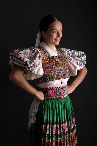 Slovak Folklore Traditional Woman Costume — Stock Photo, Image