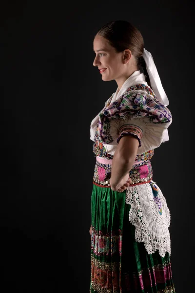 Folclore Eslovaco Traje Mulher Tradicional — Fotografia de Stock