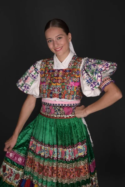 Folclore Eslovaco Traje Mulher Tradicional — Fotografia de Stock