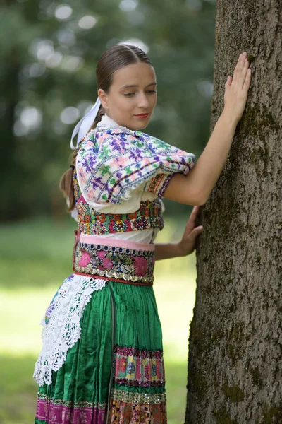 Slovenský Folklór Tradiční Ženský Kostým — Stock fotografie