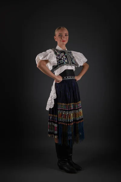 Young Beautiful Slovak Woman Traditional Costume — Stock Photo, Image