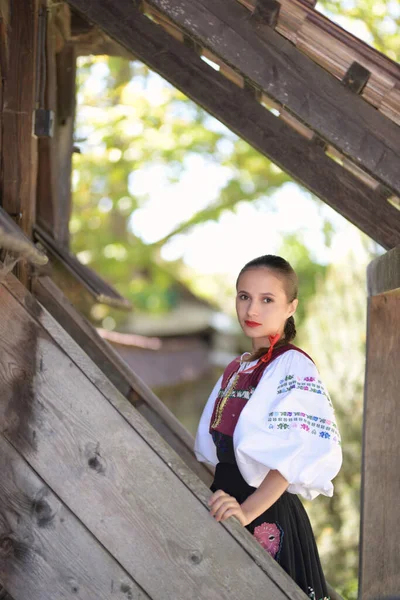 Slovak folklore dancer in traditional folklore costume