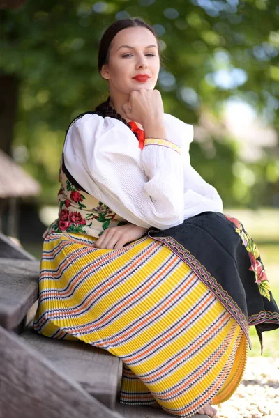 Slovak Folklore Dancer Traditional Folklore Costume — Stock Photo, Image