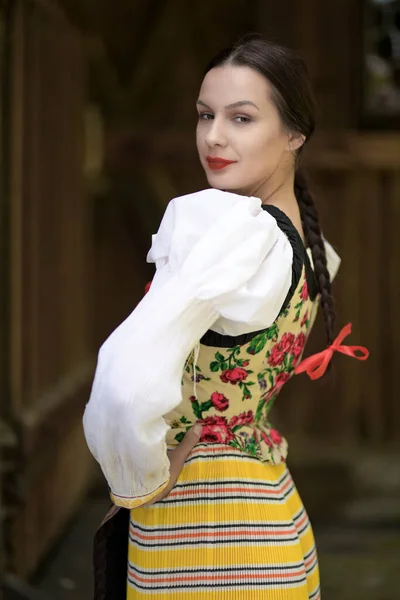 Словацкий Фольклорный Танцор Традиционном Народном Костюме — стоковое фото