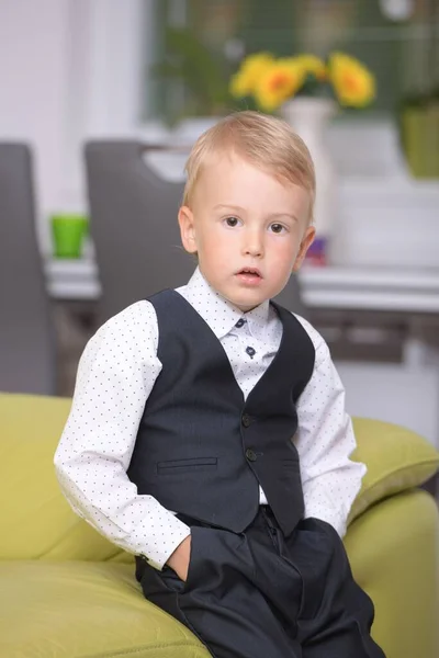 Portrait Cute Little Boy Fashionable Clothes — Stock Photo, Image