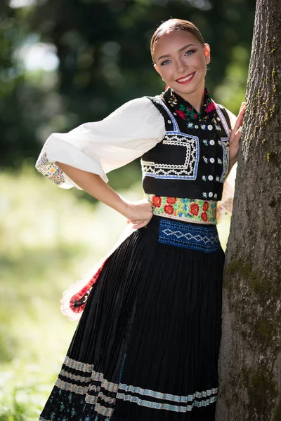 Fragment Słowackiego Tańca Ludowego Słowacki Folklor — Zdjęcie stockowe