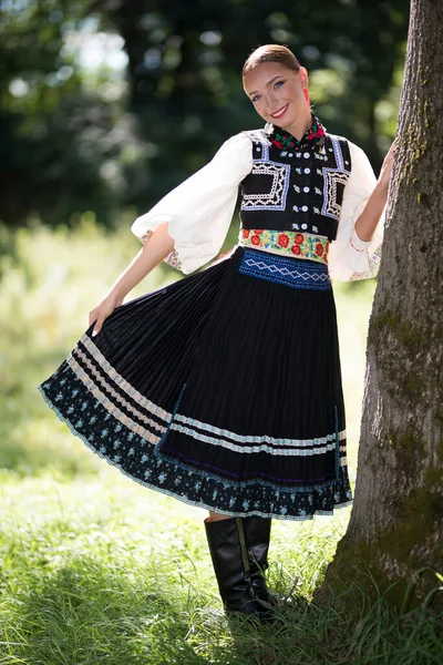 Slovak Halk Dansının Bir Parçası Slovakça Folklor — Stok fotoğraf