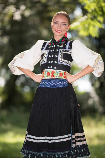 Fragment Słowackiego Tańca Ludowego Słowacki Folklor — Zdjęcie stockowe