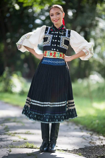 Szlovák Néptánc Töredéke Szlovák Folklór — Stock Fotó