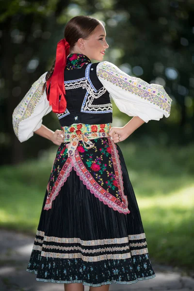 Fragment Slovakisk Folkdans Slovakiska Folklore — Stockfoto