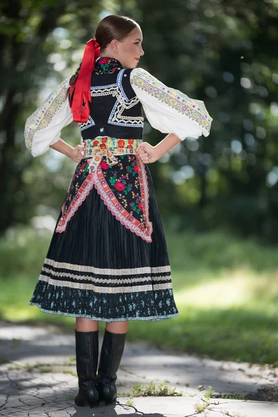 Slovak Halk Dansının Bir Parçası Slovakça Folklor — Stok fotoğraf