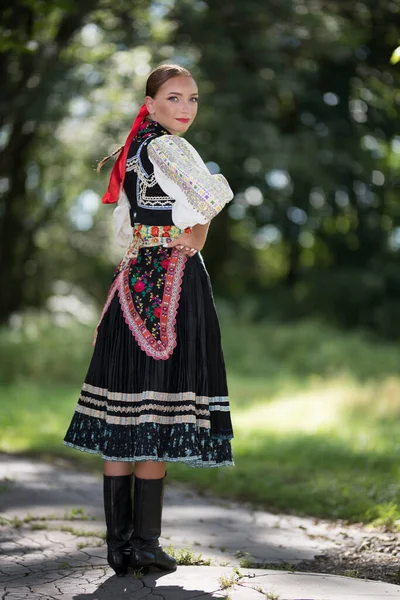 Fragment Słowackiego Tańca Ludowego Słowacki Folklor — Zdjęcie stockowe