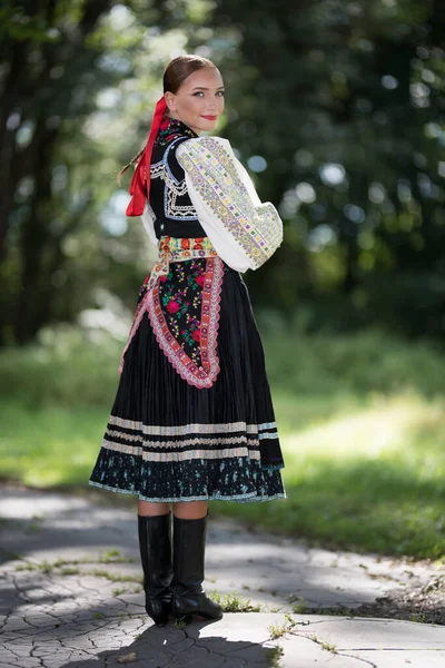 Fragment Słowackiego Tańca Ludowego Słowacki Folklor — Zdjęcie stockowe