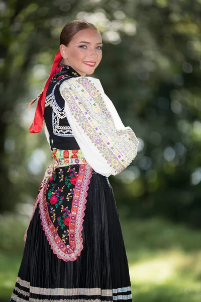 Фрагмент Словацького Народного Танцю Словацький Фольклор — стокове фото