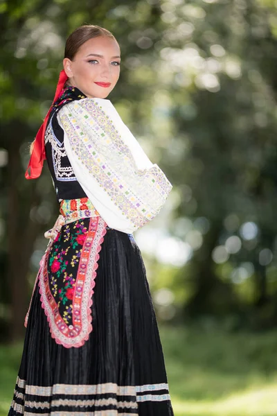 Fragment Slovakisk Folkdans Slovakiska Folklore — Stockfoto