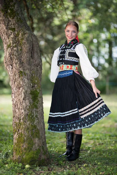 Slovak Halk Dansının Bir Parçası Slovakça Folklor — Stok fotoğraf