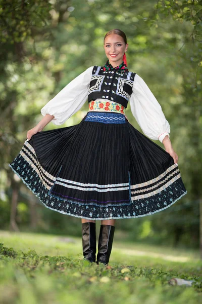 Slovak Halk Dansının Bir Parçası Slovakça Folklor — Stok fotoğraf