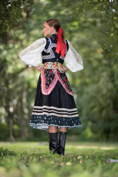 Fragment Słowackiego Tańca Ludowego Słowacki Folklor — Zdjęcie stockowe