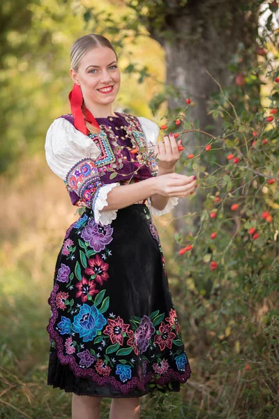 Schöne Mädchen Slowakischer Tracht Slowakische Folklore — Stockfoto