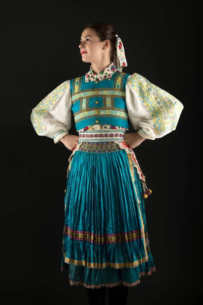 Jeune Belle Fille Robe Populaire Slovaque Folklorique Slovaque — Photo