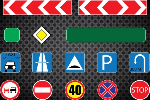 透明な背景に分離された道路標識のリアルなセット ベクトル図 — ストックベクタ