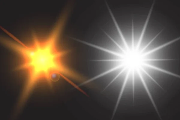 Lichteffekt Leuchtet Stern Blitzten Pailletten Auf Abstrakter Weltraum Hintergrund Blitzlichtgewitter — Stockvektor